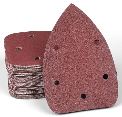 60PCS Mouse Sanding Pads, Mouse Sander Pads P80 Grits,Multi Tool Sanding Pads,5 Holes Triangle Sandpaper for Black and Decker Mouse Sander Pads