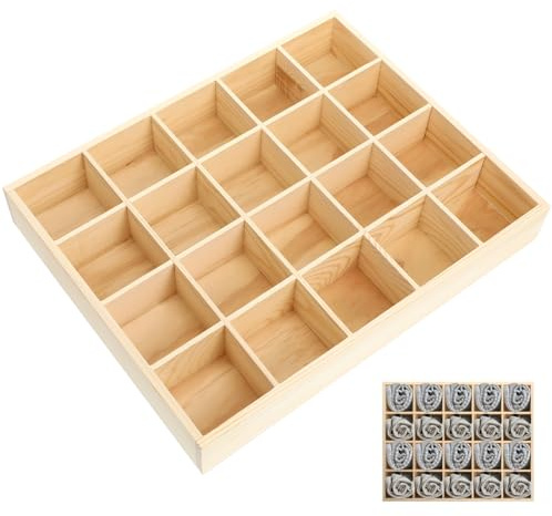 ULTECHNOVO Holz Aufbewahrungsbox Mit 20 Fächern Schubladenorganizer Für Unterwäsche Socken Höschen Und Krawatten Stapelbar Für Schublade Schrank Oder Kommode 13.39X10.63X1.97In