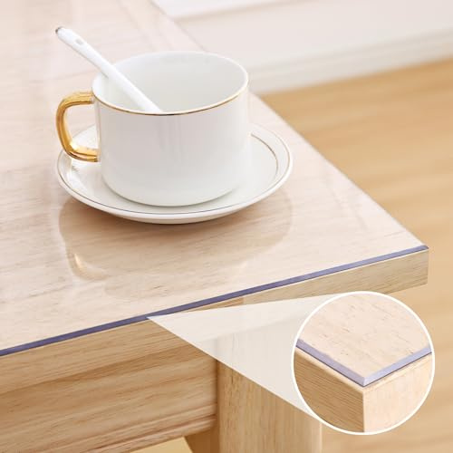 Homaxy Tischfolie Transparent 2 mm mit abgeschrägte Kante 90x180 cm | Tischschutz PVC Schutzfolie Transparente Tischdecke Abwaschbar Folie für Tisch