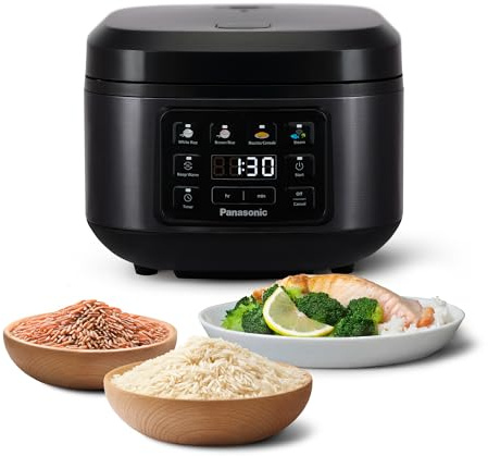 Panasonic SR-DA152KXE Olla Arrocera Automática con Vaporera, Fuzzy Logic, Indicador De Cantidad De Agua, Apta Para Lavavajillas, Sin BPA, Mantiene Caliente, Inicio Diferido, Color Negro