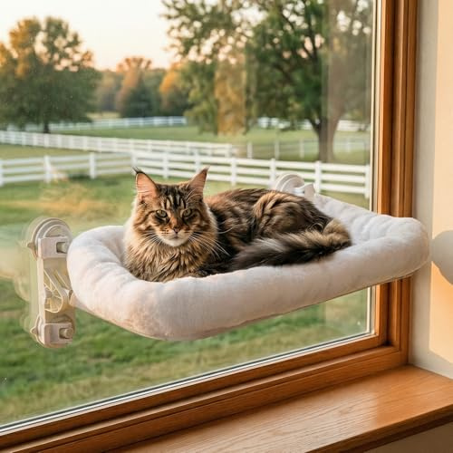Gardner Pet Fensterliege mit 4 Saugnäpfen für große Katzen Bis zu 25kg | 4 Saugnäpfe, 2-in-1-Katzenhängematte, Abnehmbares Kissen, Bis zu 25kg Belastbar