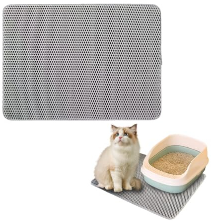 Kattlåda matta 90 x 60 cm XXL kattsandsmatta, EVA dubbla lager vaxkaka kattmatta kattlåda vattentätt underlag kattlåda kattsandsmatta