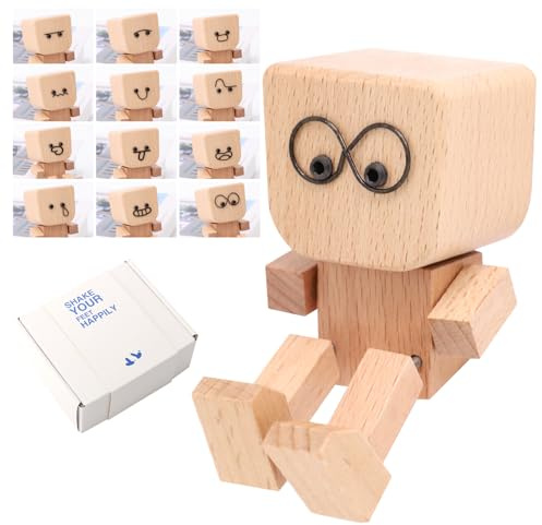 Figurines en bois, décoration de voiture drôle avec tête hochante, ornements de voiture en bois faits à la main, figurines d'action, ornements de bureau, cadeaux pour hommes, cadeaux de bureau