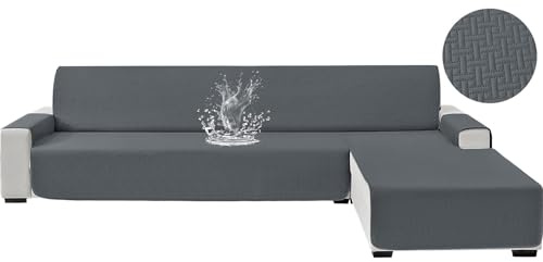 CYCMACO Wasserdicht Sofabezug L Form 2 Sitzer, rutschfest Sofa Überzug Ecksofa, Ecksofa Bezug Rechts/Links Universal Reversibel, Sofa Überzug L Form Mit Armlehne, Für Hund Katze, Dunkelgrau