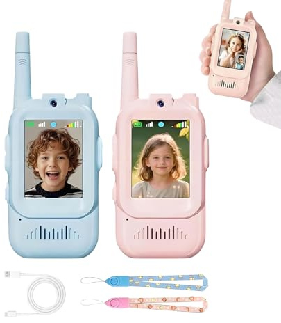Jouets Vidéo Talkie-walkie Pour Garçons Et Filles De 3 À 12 Ans | Paquet De 2 Talkies-walkies Rechargeables Avec Écran, 4 Effets Vocaux,batterie Rechargeable USB-C,radio Bidirectionnelle Longue Portée