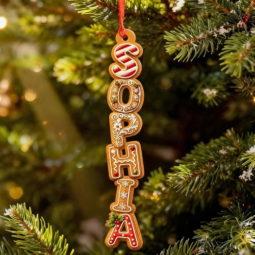 Personalisierte Weihnachtsdeko mit Namen, Weihnachtsanhänger Lebkuchen Holzbuchstabe, Weihnachtsbaumschmuck personalisiert, Originelles Weihnachtsanhänger als Geschenke für Kinder, Freunde&Familie