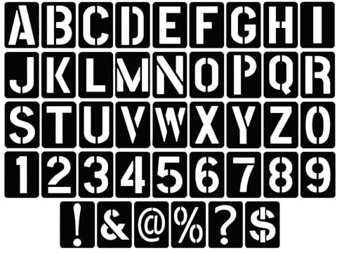 Set di stencil per lettere, 42 pezzi stencil riutilizzabili per lettere, numeri e caratteri, 10 x 7,6 cm, stencil alfabetici neri per cartelli in legno, disegni artistici, fai da te e artigianato