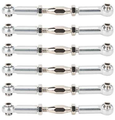 plplaaoo Aluminum Alloy Turnbuckle Rod Linkage Adjustable Push Rods RC Car Upgrade Parts Durable Performance Enhancer for 1/10 1/8 Scale RC Models 6Pcs Multi Color Options (Silver)