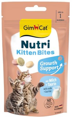 GimCat Nutri Kitten Bites - Leckerer Snack mit Einer gezielt abgestimmten Rezeptur für das Wohlbefinden Deiner Katze - 1 Beutel (1 x 40 g)