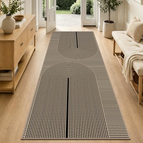 VSIWB Teppich Läufer Flur 80x200 cm, Jute Aussehen küchenteppich, Waschbarer Teppich, rutschfest Küchenläufer, Teppich Flur, Schwarz Teppich Läufer für Wohnzimmer, Küche, Diele, Eingang, Balkon