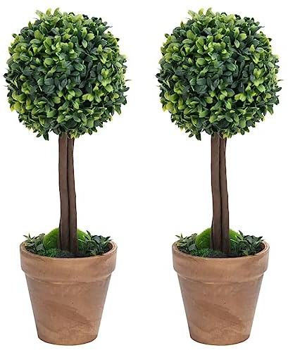 Nqyjm Alberi di bosso artificiali, 2 pezzi, con vaso a forma di sfera, verde, 33 cm, piante artificiali in vaso, piante finte come vere, per ufficio, soggiorno, camera da letto, decorazione moderna