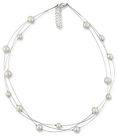 Rivelle Damen Süßwasser Perlenkette creme Kette echte Perlen Collier Halskette Necklace Schmucketui