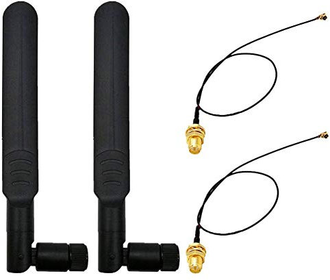 WayinTop 2Set 8dBi 2.4GHz 5GHz Dual Band Wireless Network WiFi RP-SMA Male Antenna + 20cm U.FL/IPEX to RP-SMA Female Pigtail Cable for Mini PCIe Card Router Repeater Desktop PC FPV UAV Drone PS4
