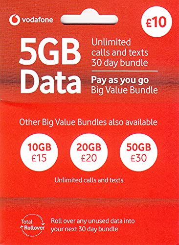UK Vodafone SIM Card for Europe with Fast 4G LTE Data,Unlimited Texts, and Direct Call Option to The USA