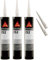 Sikaflex-252 7195x3 Haftstarker Konstruktionsklebstoff, 300ml, Schwarz, 3 Set mit 5 Düsenspitzen