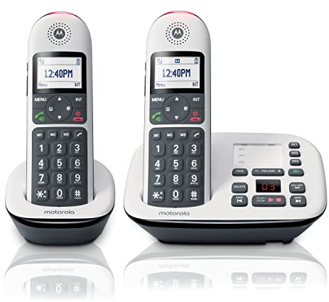 Motorola CD5012 Digital Cordless Telephone Phone with Answering Machine(2 Handsets) DECT 6.0 Long Range System, Big Buttons and Large Backlit Display, Audio Assist, Volume Boost, Call Blocking
