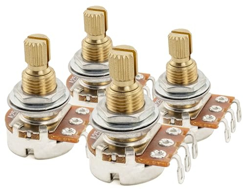 Musiclily Pro Metrisch A250K Mini Poti Messing Split Shaft 9,5mm 4er Set | Logarithmisch Potentiometer, für E-Gitarre Bass