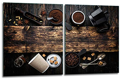 TMK ArtDeko Herdabdeckplatte 2 Teilig 40x52 cm - Spritzschutz Herdabdeckung – Herdschutz aus Sicherheitsglas – Robust, Hygienisch & Rutschfest– Schutz für Induktion, Ceran, Gas & Elektro