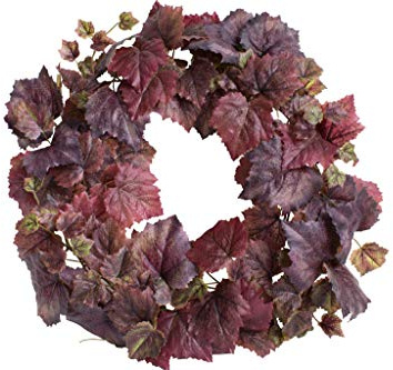 Botanic-Haus künstlicher Herbstkranz/Tür Kranz (Weinlaub) groß Durchmesser ca. 50 cm (Burgund-leicht gelb)