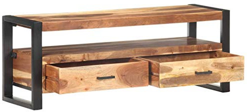 Tidyard V-Holzschrank TV-Schrank TV-Möbel HiFi-Schrank Seitenschrank TV-Schränke 120 x 35 x 45 cm,Fernsehschrank Stereoschrank Fernsehtisch Mit 2 Schubladen und 1 Ablageboden