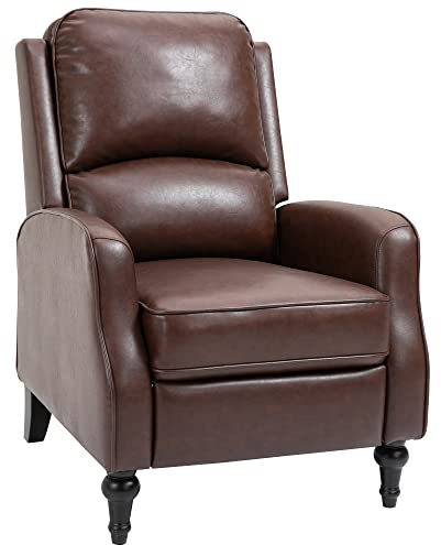 HOMCOM Poltrona Relax Reclinabile 90° e 150° Manuale per TV, Soggiorno, Camera, Design Moderno in Pelle 73x86x104cm