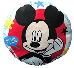 hermet Disney, Cuscino Tondo Mickey Mouse, in poliestere, morbido, perfetto per la cameretta dei tuoi bambini, Prodotto ufficiale Disney