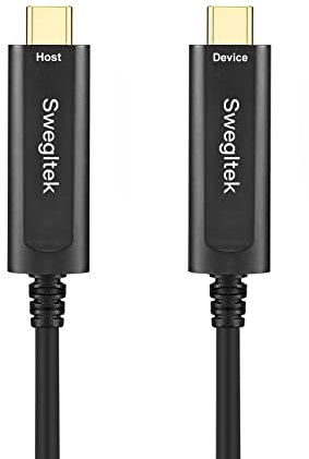 swegltek Câble USB 3.1 de type C en fibres optiques USB C vers C 10 Gbit/s 30 m Compatible avec caméra industrielle, vision industrielle, sécurité médicale. Large moulage. Imprimante, scanner, écran