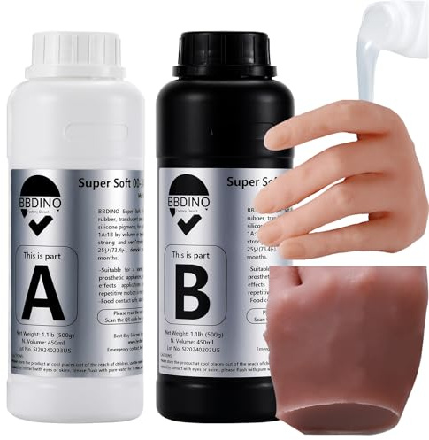 BBDINO 00-30 Super Morbido Silicone Gommoso, Silicone Liquido Platinato Sicuro per la Pelle e Simile alla Carne, di Durezza Platino per Dispositivi Protesici, Ammortizzazione per Ortesi, Effetti