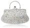 CORIOS Damen Handgemachte Perle Handtasche Floral Abendtasche Vintage Clutch Tasche Elegante Schultertasche Klein Tasche Kette Umhängetasche Hochzeit Bankett-Party Abschlussball Tasche Silber