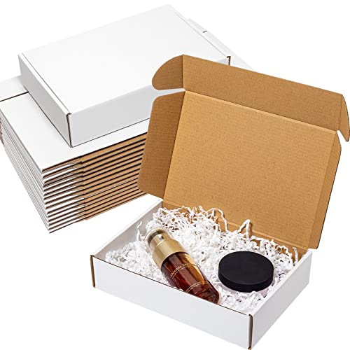 Wowxyz Fraktlådor 23 x 15 x 5 cm 25-pack – vit korrugerad kartong brevpapper för småföretag, litteratur brevlåda förpackningsmaterial