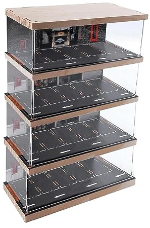 Folpus 1:64 Diorama Modell Autoparkplatz Ständer mit 4 Ebenen, Autowerkstatt Szenerie Modell, Autoparkplatz mit Brett für Alu-Automodelle Fahrzeug, Stil A