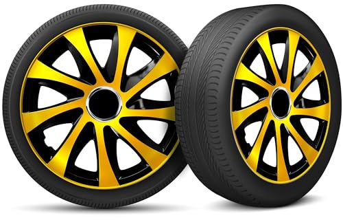 Radkappen 16 Zoll Radzierblenden 4er Set passend für alle Stahlfelgen - Einstellbarer Sicherungsring - Gold Schwarz