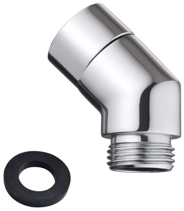 Adaptateur de douchette à 135 degrés, adaptateur de tuyau de douche, tête articulée, coin de douche, adaptateur de tuyau de douche, joint en caoutchouc (argent)