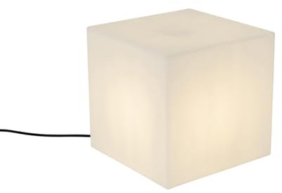 Qazqa Modern außen Stehleuchte, Stehlampe für den Garten - Nura - Weiß, max. 23W, Geeignet für LED, 30cm, IP44, Würfel