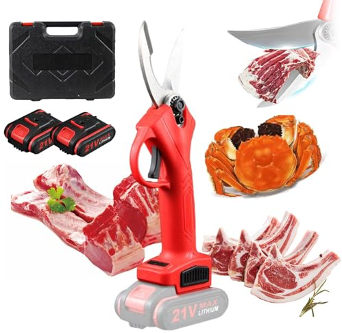 KüChenknochenschere | Akku-GeflüGelschere, HüHnerknochenschere – 2 X 21 V Lithium-Batterien | Lebensmittelschere FüR Gefrorenes HüHnerfleisch, Fisch, MeeresfrüChte, GemüSe,Red