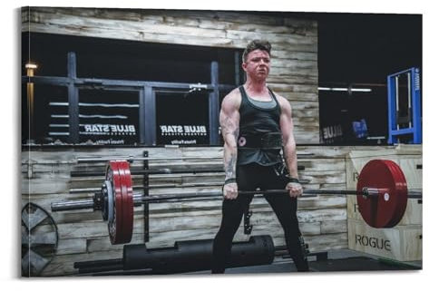GUOYIN Fitness-Workout-Poster, Mann, Langhantel, Gewichtheben, Training, dekorative Leinwand, Familie, Schlafzimmer, Kunstwerk, Bild, Malerei, 50 x 75 cm