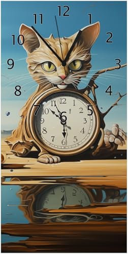 Wallario Design-Wanduhr Bewacher der Zeit aus Glas, Motiv-Uhr Größe 30 x 60 cm, Schwarze Zeiger