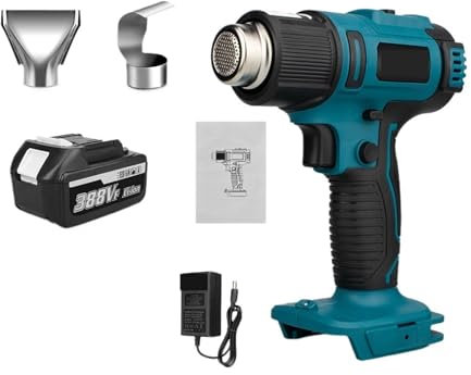 Pistola de calor Pistola De Calor Inalámbrica De 2000W For Batería De 18V, Soplador Térmico Industrial, Pistola De Aire Caliente Eléctrica De Mano Con 2 Boquillas Para encoger PVC, manualidades, decap
