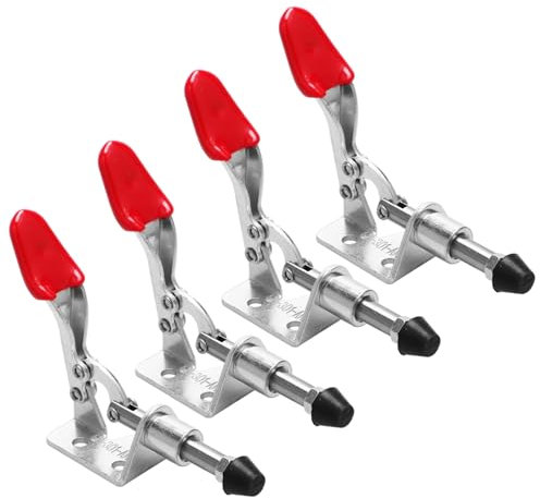 4 Stück Kniehebelklemme Push Pull Toggle Clamp Kniehebelspanner Schnellspanner Lever Clamp Waagrechtspanner Push Pull Action Handwerkzeug Toggle Clamp Schnellspannwerkzeug für Zimmerei, Schweißen