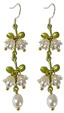 925 Sterling Silber Ohrringe, Lange Ohrringe, Maiglöckchen Blumenohrringe Ohrhaken Blumendamenohrringe