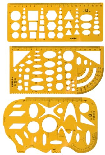 JchEnye 3er Set Zeichenschablonen, Kreisschablonen zum Zeichnen, Kreislineal für Zeichenhilfen, Quilting-Schablonen, Lochschablonen, Kunststoffschablonen, Messwerkzeuge für Büro, Schule, Gebäude
