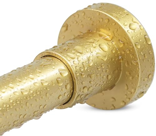 YNL Gold Shower Curtain Rod 32-64 Inch(2.7-5.33ft), Non-Slip, Never Rust, Stainless Steel No Drill Spring Tension Shower Rod, Adjustable Curtain Rod for Small Window Doorway Closet