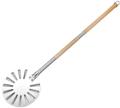 Runder Pizzaschäler aus Gelochtem Aluminium 9-Zoll-Dreh-Pizzaschaufel, perforiertes rundes Pizzapaddel aus Edelstahl mit abnehmbarem Holzgriff, Pizza-Werkzeug for den Ofen for Backen(Two handle)