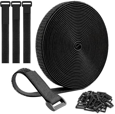 GUIGA fascette per cavi, chiusura a gancio e ad anello, riutilizzabili, in nylon, in rotolo con chiusura a gancio e ad anello, per la conservazione dei cavi, libere di tagliare (5M)