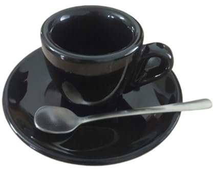 Set professionale da 60 ml di tazzina da espresso italiano, con piattino, tazza da caffè e latte in ceramica spessa (nero)