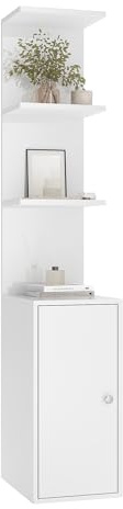 SONNI Bücherschrank, Bücherregal mit 3 Etagen, Schrank, 30x40x160cm, Weiß | Büroregal, Standregal, Regal frei stehend für Bücher, CD, Filme, hohes stehende für Schlafzimmer, Büro, Wohnzimmer, Küche