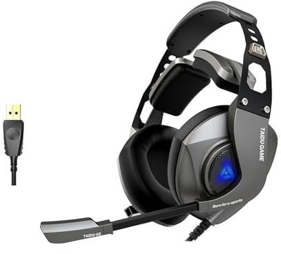 ZYKEJJDDAK Auriculares ajustables sobre la oreja con micrófono integrado, cancelación de ruido 7.1, sonido envolvente que mejora los juegos