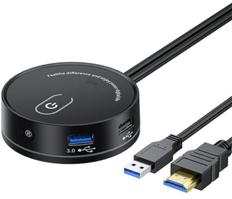 Knoruley Computer Desktop Switch Internet Café Universale USB 3.0 Audio Home Desktop Pulsante di Estensione Alimentazione Esterna(A)