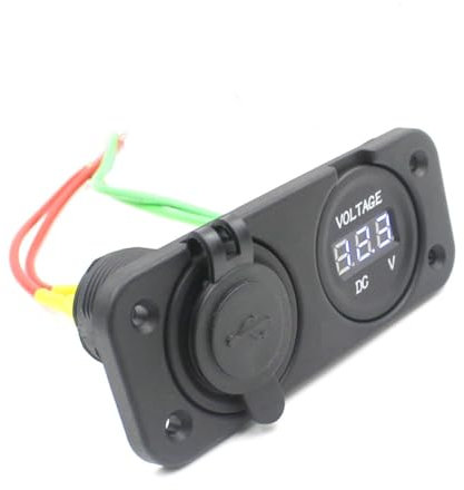 Ciieeo 3.1a Chargeur USB Double Étanche pour Voiture Bateau avec Voltmètre Numérique LED Sortie Adaptateur