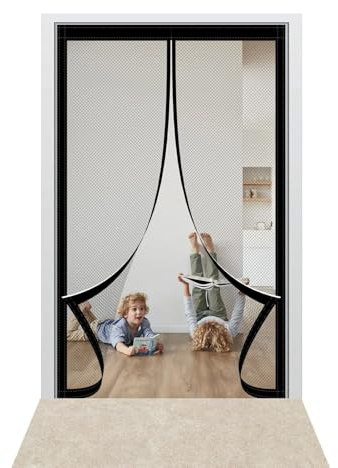 Mosquitera Magnética para Puerta 200 x 209 cm Mantiene El Aire Fresco en El Interior Mosquitera Puertas Fácil Instalación sin Taladrar para Puertas Correderas/Terraza, Negro